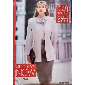 Vintage 90s Butterick Pattern 5771 Uncut Jacket Blouse Skirt 6 8 10
